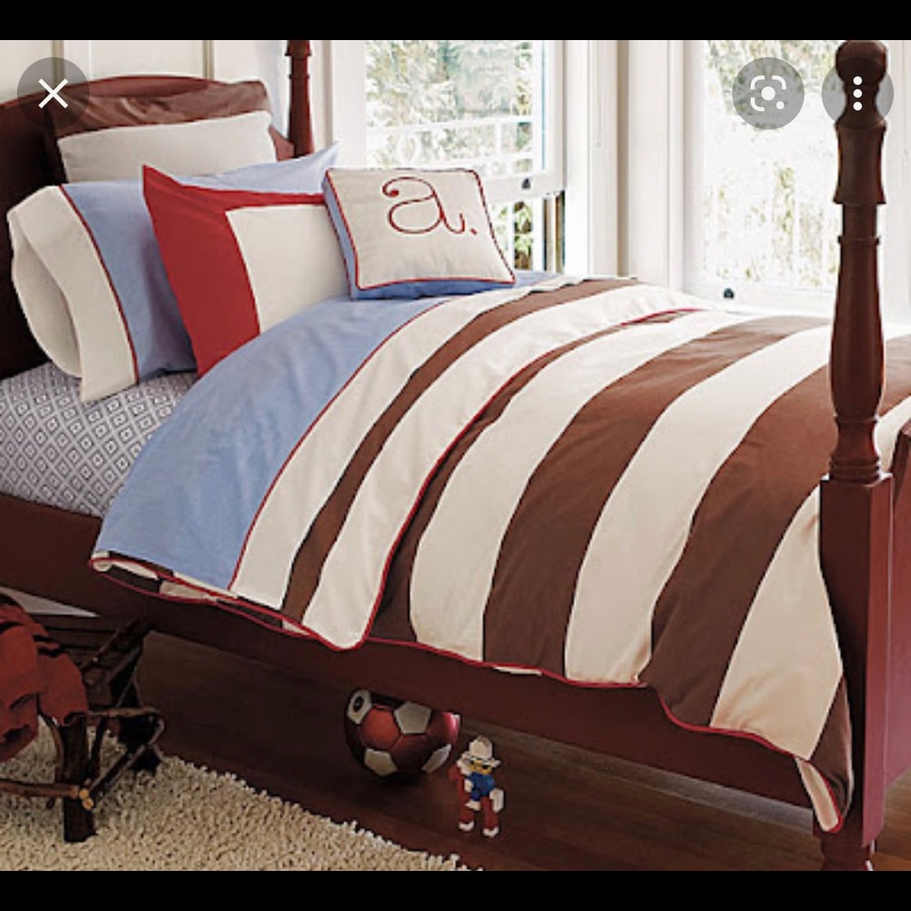 NIP Serena & Lily Asher Brown White Rugby Stripe Euro Sham Set of Two